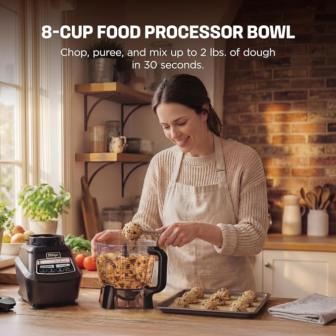 Ninja Kitchen System Pro, 1500W, 72oz Pitcher, 8-Cup, Black, BL770 1500W all-in-one blends smoothies, processes salsa & dough. 72-oz pitcher, 8-cup processor bowl, (2) 16-oz cups