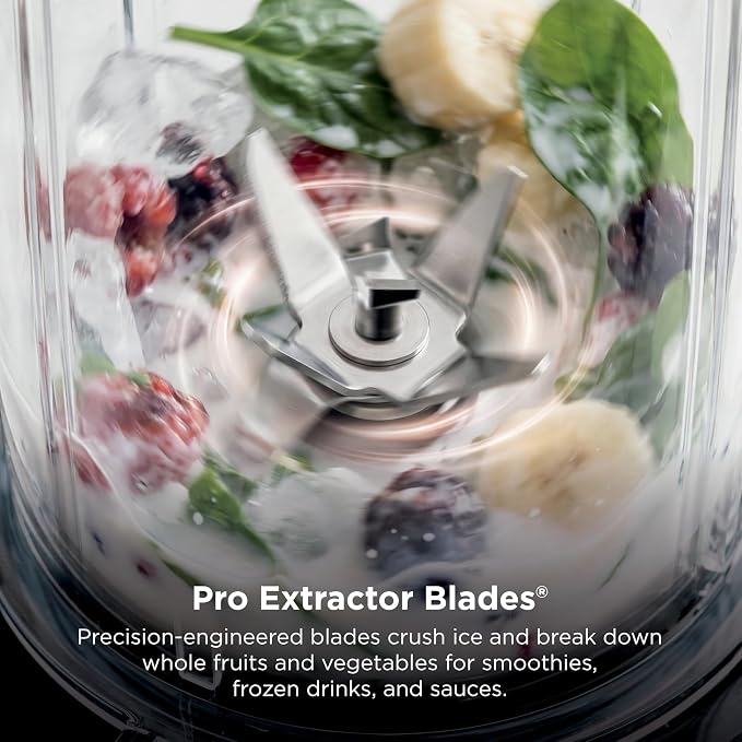 Ninja Nutri-Plus Personal Blender, 900PW, (3) 20oz Cups, Silver, BN301 900-peak-watt push-to-blend motor for smoothies & sauces. (3) 20-oz cups, 2 spout lids & storage lid. Dishwasher safe.